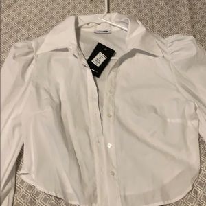 Crop top white button up xl